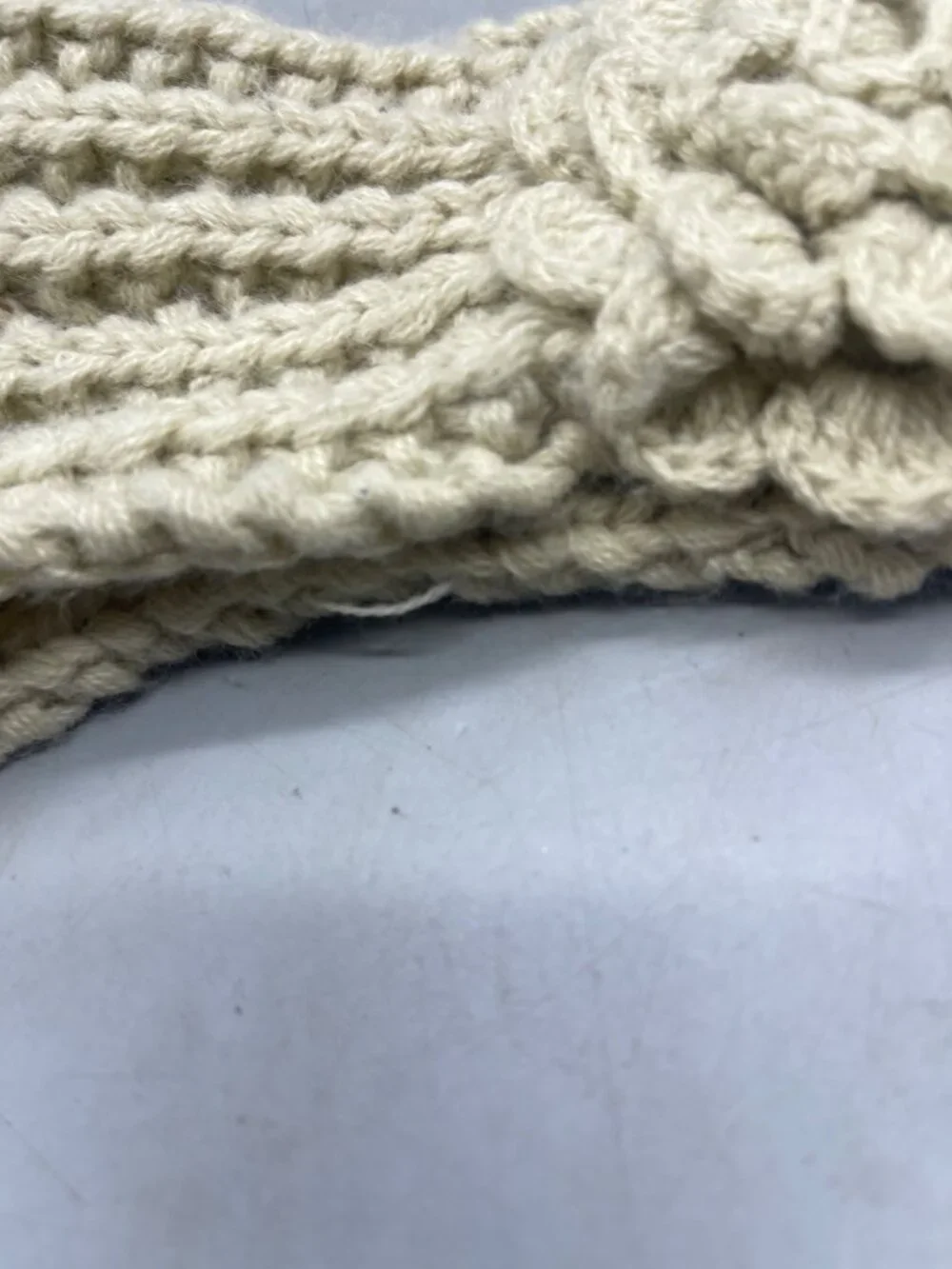 World market head band floral knitted acrylic tan length 20
